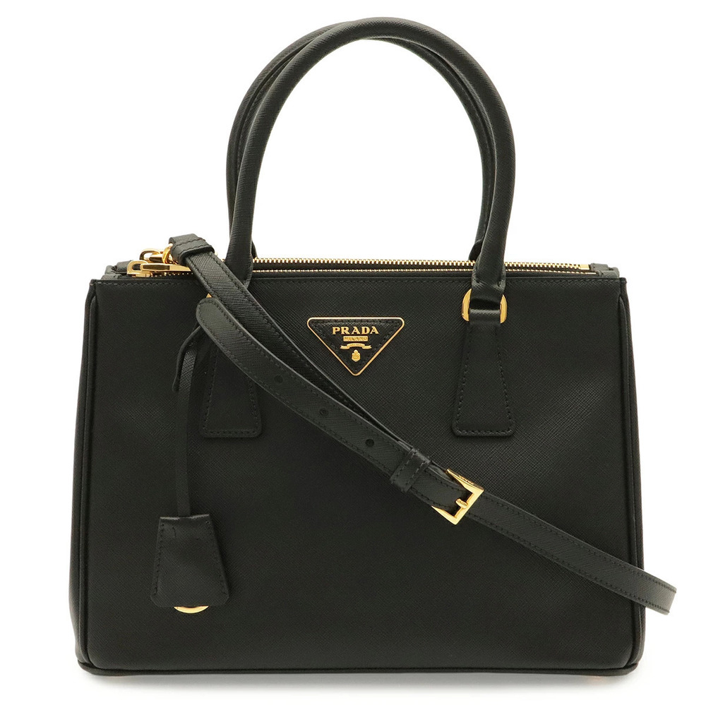 Prada Galleria Triangle Crossbody Bag Handbag Saffiano Leather NERO Black